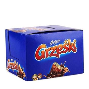 Preview: 36 x Grzeski-Waffeln geschichtet mit Kakaocreme in Schokolade 36g