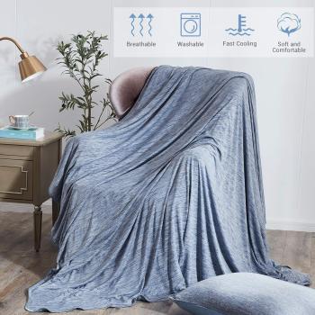 Elegear Kühldecke 2in1 Selbstkühlende Decke, Arc-Chill Q-Max>0,5 leichte Sommerdecke doppelseitige, absorbiert Körperwärme, kühlende Decke für Bett Sofa Menschen Kinder Babydecke, Blau 150 x 200 cm