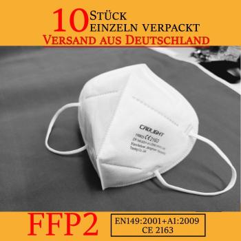 10 St. FFP2 Mund Nasen Schutz Atemschutzmaske Mundschutz 5 lagig CE zertifiziert