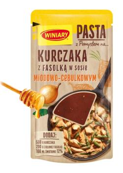 Pasta mit einer Idee für... Hähnchen mit grünen Bohnen in WINIARY-Honig-Zwiebel-Sauce