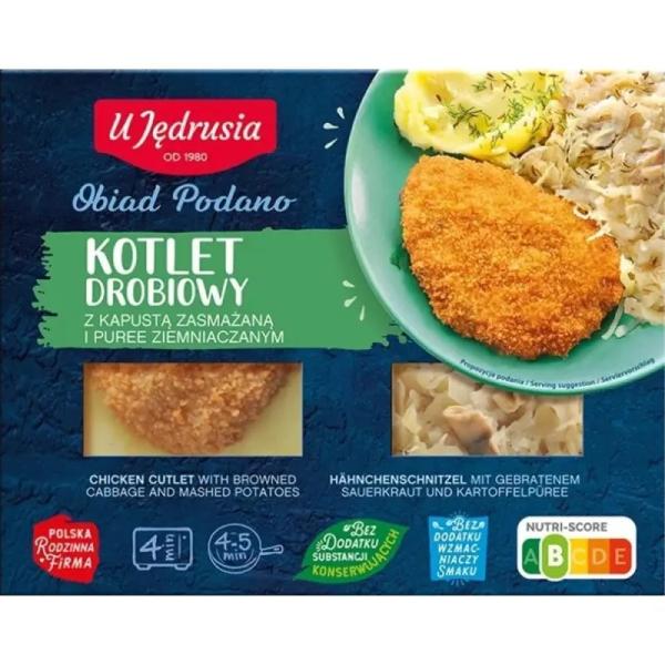 U Jedrusia Menü Geflügel Schnitzel Püree und Kraut 400g