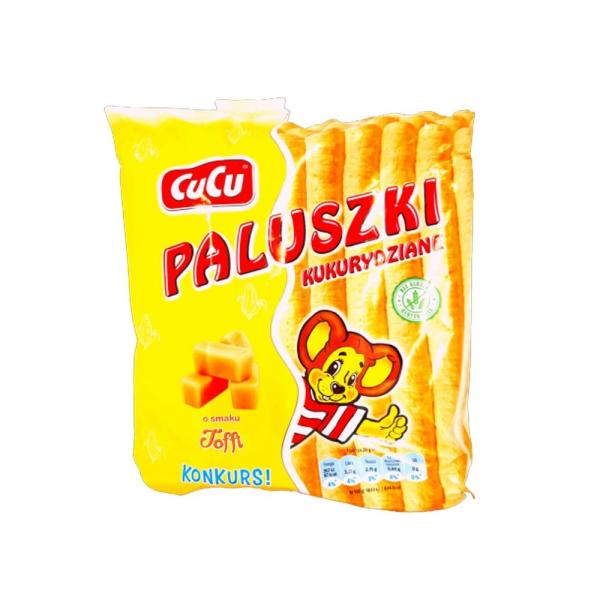 CuCu Paluszki kukurydziane o smaku Toffi 80 g