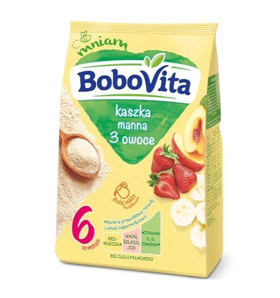 BoboVita Kaszka manna 3 owoce po 6 miesiacu 180 g