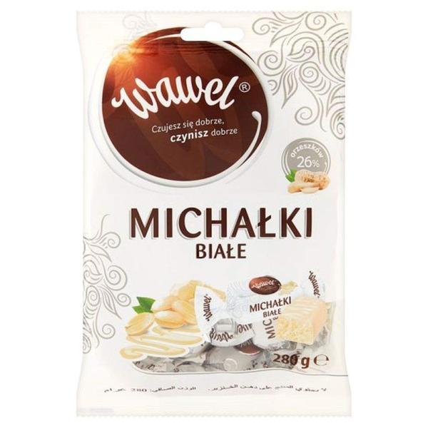 Michalki weiß mit Erdnüssen in weißer Glasur 1000 g