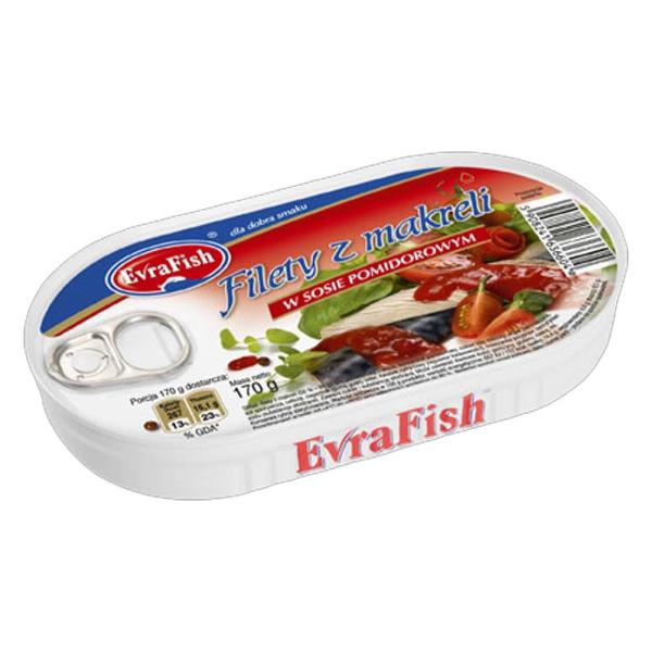 Evrafish filety makreli w sosie pomidorowym 170 g