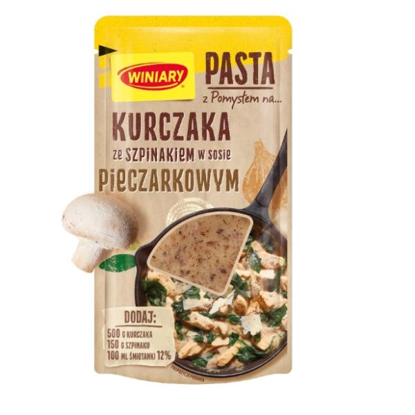 Pasta z Pomyslem na… Kurczaka ze szpinakiem w sosie pieczarkowym WINIARY