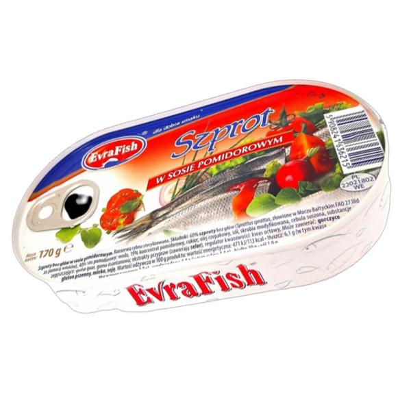 Evrafish szprot w sosie pomidorowym 170 g