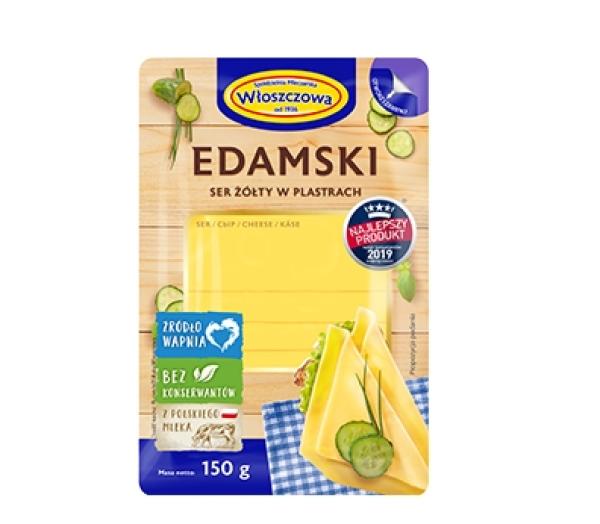 Wloszczowa Edamski ser zólty w plastrach 150 g